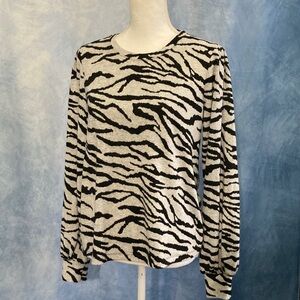 Social Standard by Sanctuary Julia Brushed Knit Puff Sleeve Top Heather Zebra
